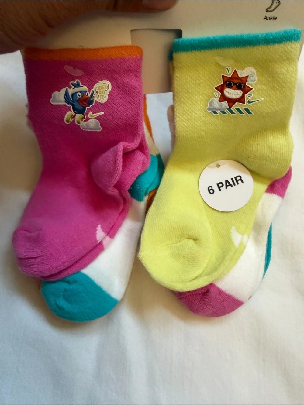 Nike Kids 6-Pair Ankle Socks - Pink, Lime & Teal Accents